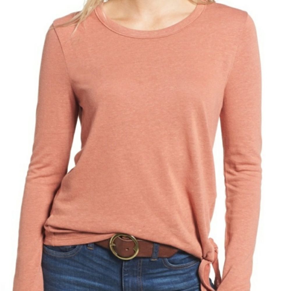 Madewell burnt orange tie side long sleeve tee